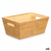 Cesta Multiusos Natural Bambu 15 x 29 x 8,5 cm Com pegas (12 Unidades) A Preço de Revenda - nacloset