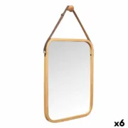 Hangende spiegel Natural Couro Bambu Retangular 34 x 41,5 x 1,5 cm (6 Unidades) A Preço de Revenda - nacloset
