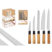 Conjunto de Facas Kinvara SJ6533B Castanho Metal Bambu (12 Unidades) Conjuntos de Facas - nacloset 2