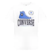 Camisola de Manga Curta Infantil Converse Script Sneaker Gfx Sse Branco Moda | Acessórios - nacloset