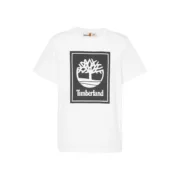 Camisola de Manga Curta Homem Timberland Stack Logo Branco Moda | Acessórios - nacloset