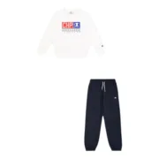 Fato de Treino Infantil Champion Champion Chandal Champion Crewneck Sweatsuit Niño Azul Branco Desporto | Lazer - nacloset