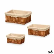 Conjunto de Cestos Kipit HX31033S/3 Natural Poliéster vime 50 % algodão 39 x 16,5 x 29 cm (6 Unidades) A Preço de Revenda - nacloset