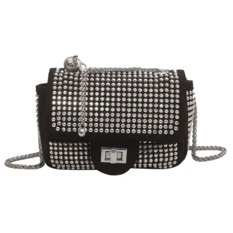 Bolsa transversal feminina com corrente cravejada de diamantes Carteiras e Bolsas - nacloset 7
