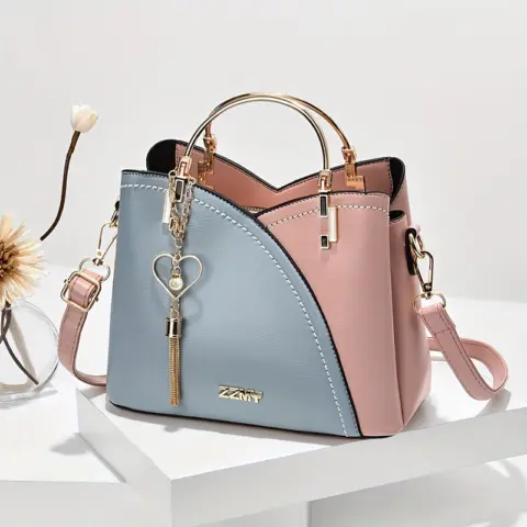 Bolsa feminina moderna estilo coreano com blocos de cores (grande capacidade) Carteiras e Bolsas - nacloset 5
