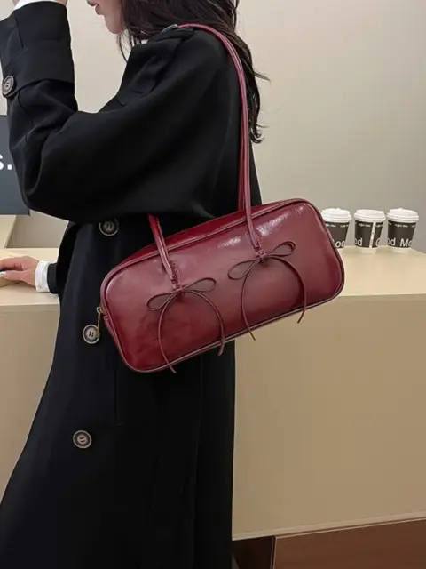 Synthetic leather shoulder bag with lace detail Cartons and Bags - NAcloset 3