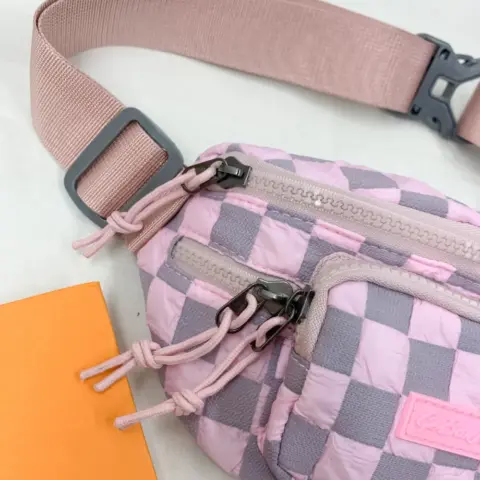 Bolsa de cintura transversal de nylon xadrez com alça ajustável Bolsa de cintura - nacloset 7
