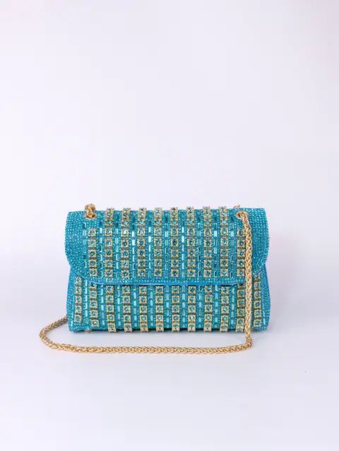 Packet style evening dress, adorned with brooch and chain strap with rhinestones Wallets and Bags - NAcloset 11