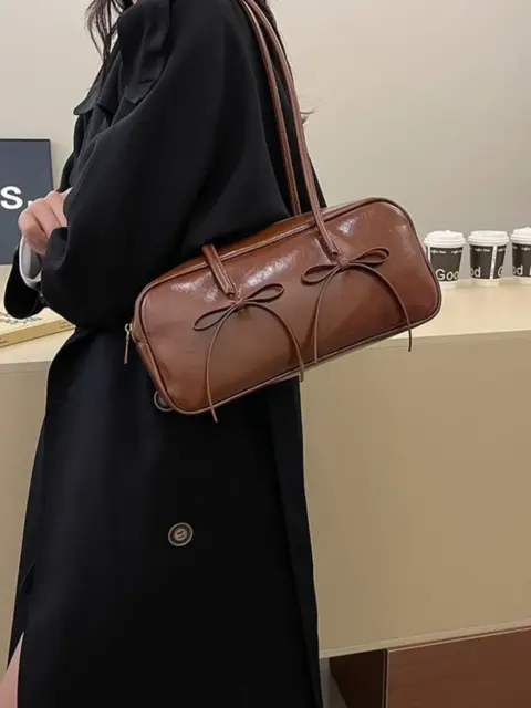 Synthetic leather shoulder bag with lace detail Cartons and Bags - NAcloset 13