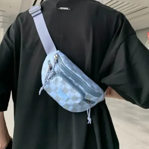 Bolsa de cintura transversal de nylon xadrez com alça ajustável Bolsa de cintura - nacloset 3