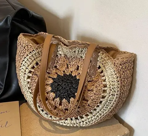 Bolsa de palha trançada, colorida e vazada em corda de papel Carteiras e Bolsas - nacloset 5