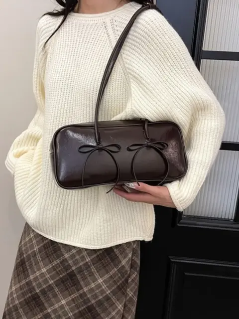 Synthetic leather shoulder bag with lace detail Cartons and Bags - NAcloset 7