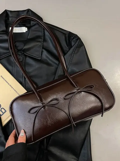 Synthetic leather shoulder bag with lace detail Cartons and Bags - NAcloset 4