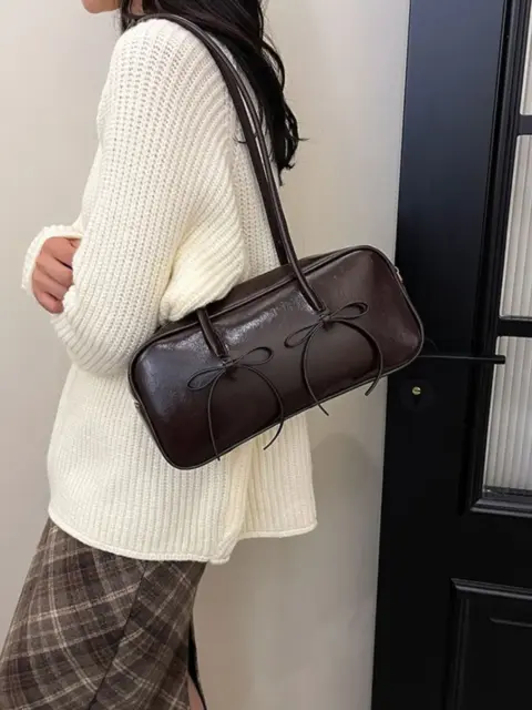 Synthetic leather shoulder bag with lace detail Cartons and Bags - NAcloset 8