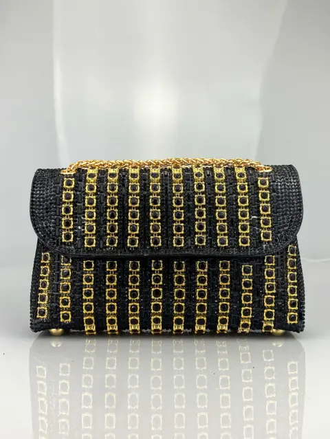 Packet style evening dress, adorned with brooch and chain strap with rhinestones Wallets and Bags - NAcloset 7