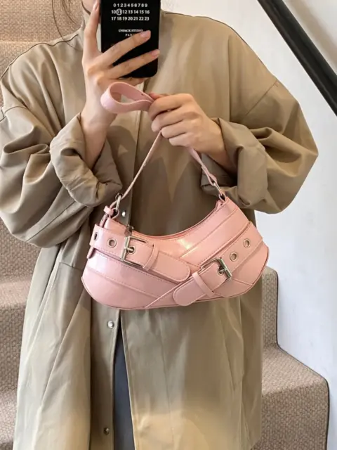 Bolsa de ombro com fivela em couro PU Carteiras e Bolsas - nacloset 4