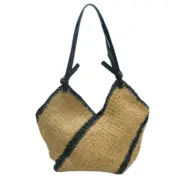 Bolsa de ombro única em palha trançada com listras elegantes Carteiras e Bolsas - nacloset