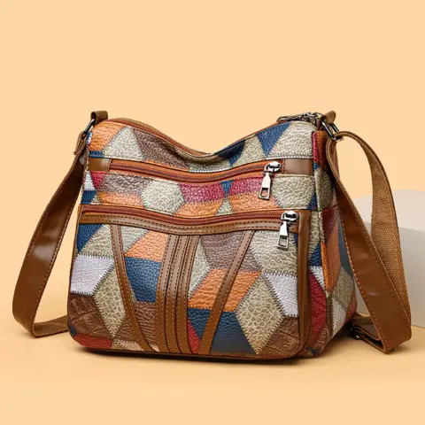 Bolsa de ombro de grande capacidade com blocos de cores Carteiras e Bolsas - nacloset 3