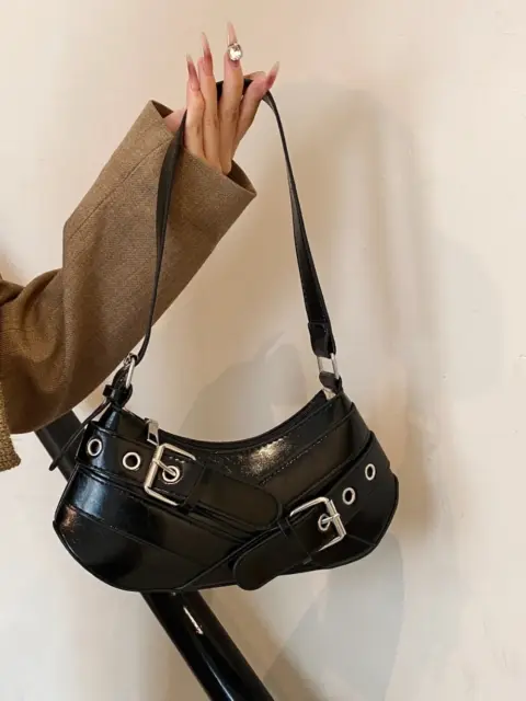 Bolsa de ombro com fivela em couro PU Carteiras e Bolsas - nacloset 6