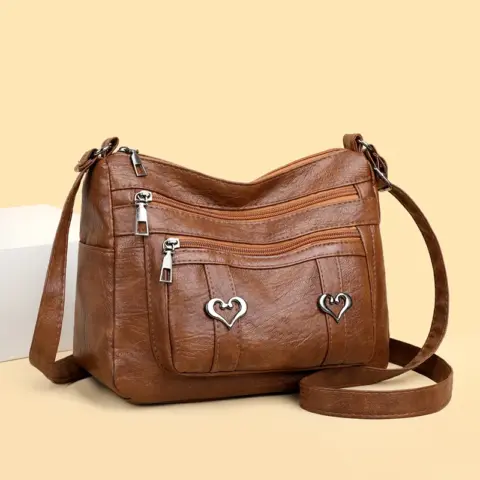 Bolsa transversal de couro PU com vários bolsos Carteiras e Bolsas - nacloset 3