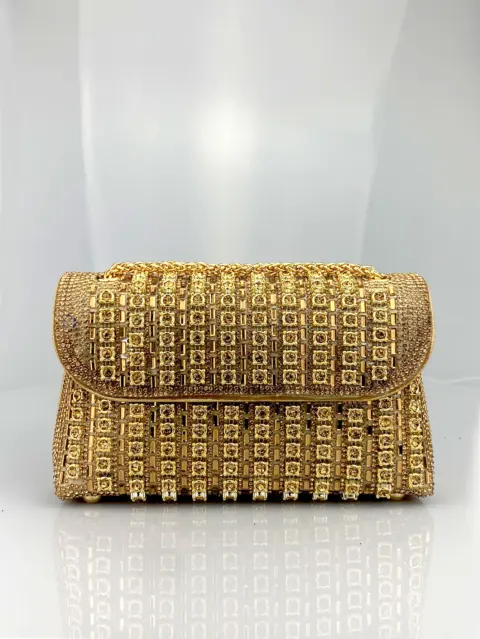 Packet style evening dress, adorned with brooch and chain strap with rhinestones Wallets and Bags - NAcloset 8