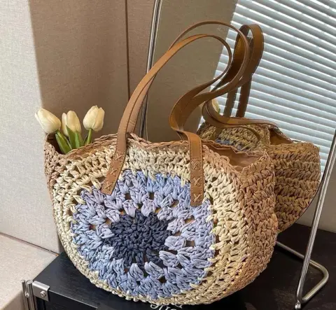 Bolsa de palha trançada, colorida e vazada em corda de papel Carteiras e Bolsas - nacloset 8