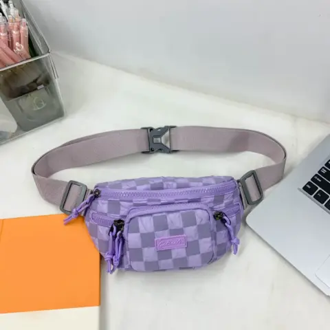 Bolsa de cintura transversal de nylon xadrez com alça ajustável Bolsa de cintura - nacloset 10