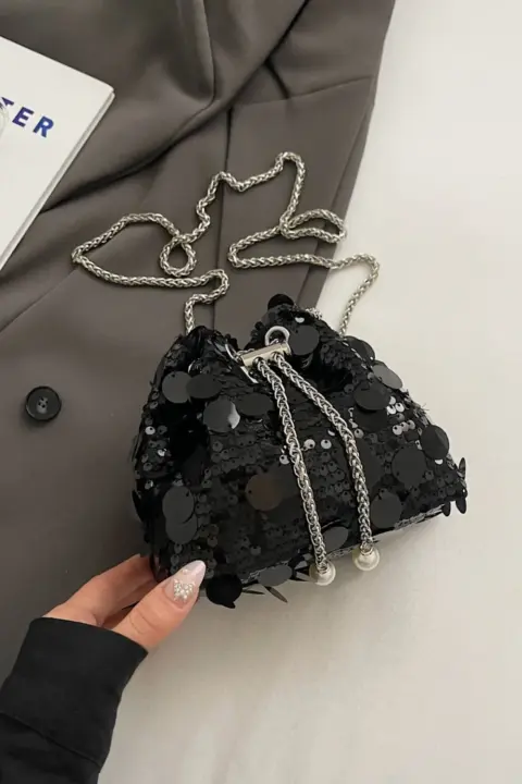 Bolsa transversal de lantejoulas com corrente Carteiras e Bolsas - nacloset 22 Bolsa transversal de lantejoulas com corrente Carteiras e Bolsas - nacloset 22
