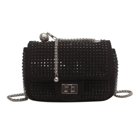 Bolsa transversal feminina com corrente cravejada de diamantes Carteiras e Bolsas - nacloset 6