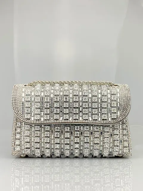 Packet style evening dress, adorned with brooch and chain strap with rhinestones Wallets and Bags - NAcloset 9