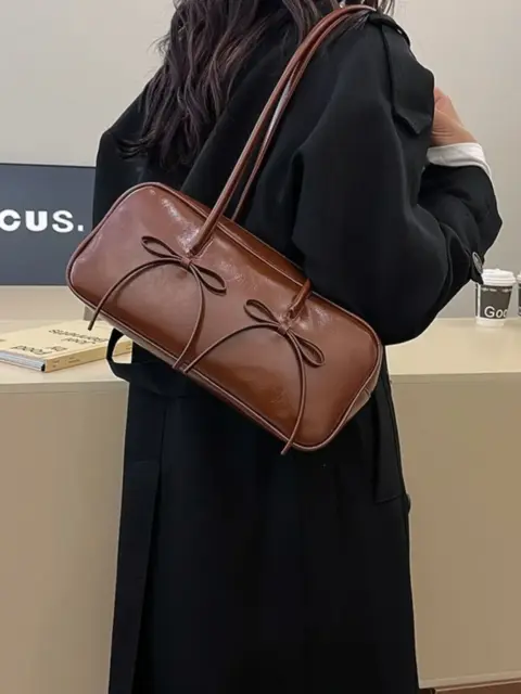 Synthetic leather shoulder bag with lace detail Cartons and Bags - NAcloset 15