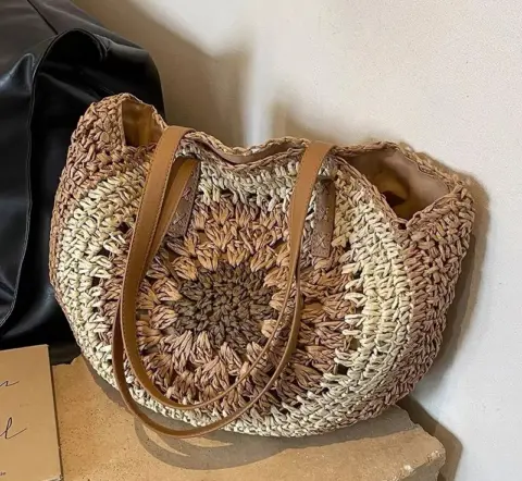 Bolsa de palha trançada, colorida e vazada em corda de papel Carteiras e Bolsas - nacloset 6