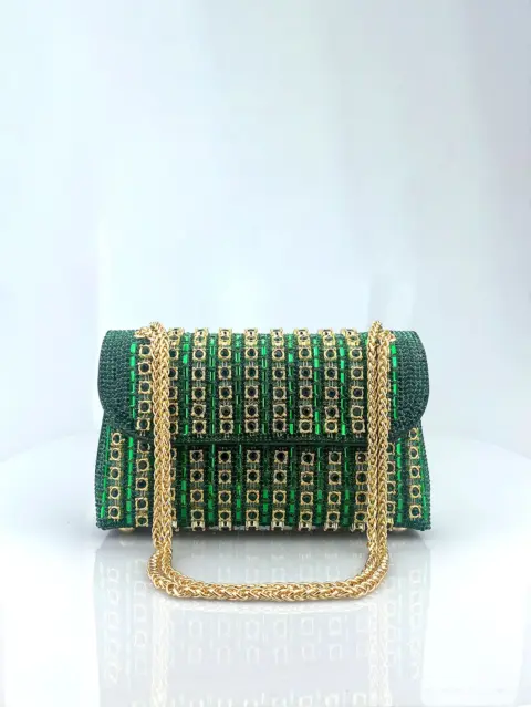 Packet style evening dress, adorned with brooch and chain strap with rhinestones Wallets and Bags - NAcloset 13